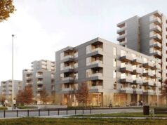 Wizualizacja osiedla komunalnego we Włochach - zwycięski projekt w konkursie. Autor Górecki Architekci