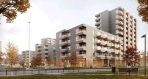 Wizualizacja osiedla komunalnego we Włochach - zwycięski projekt w konkursie. Autor Górecki Architekci